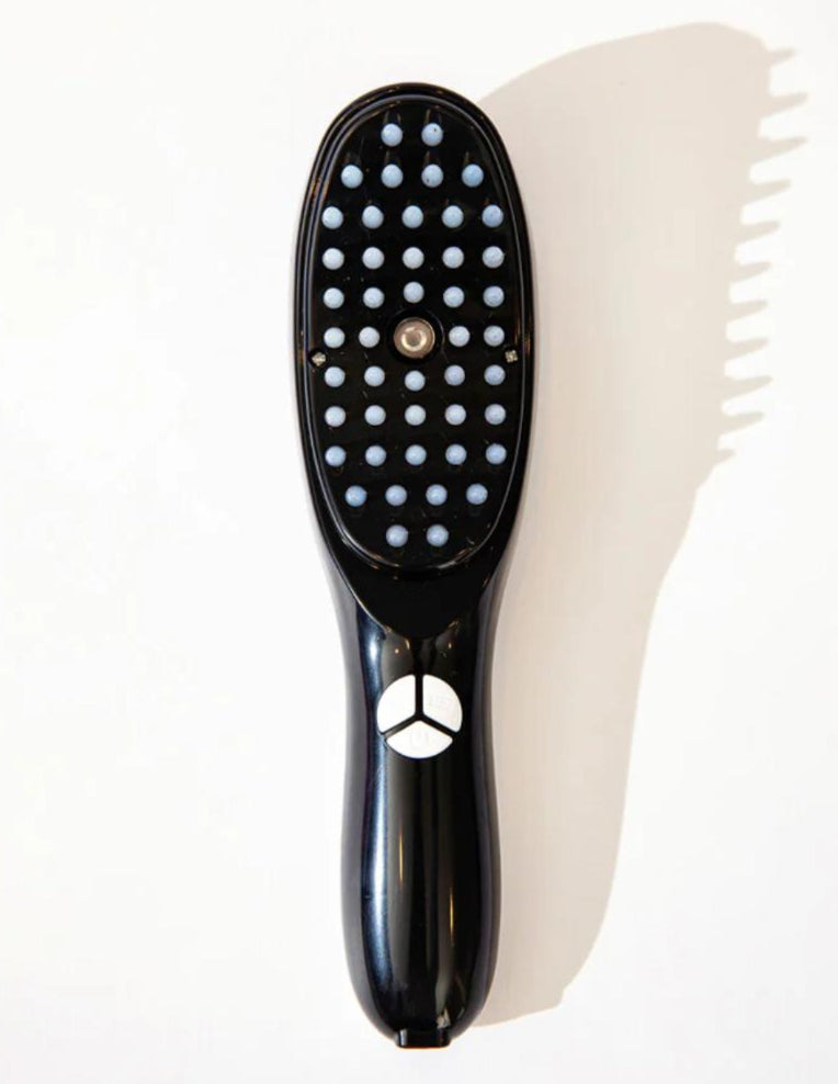 Electric Scalp Massager Comb with Red & Blue Light Therapy | Vibration + Nanionic Spray Hair Growth Brush