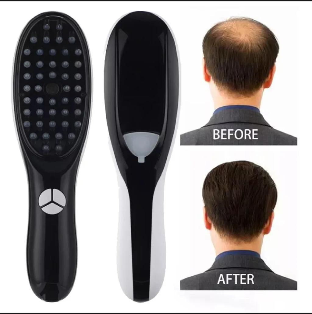 Electric Scalp Massager Comb with Red & Blue Light Therapy | Vibration + Nanionic Spray Hair Growth Brush