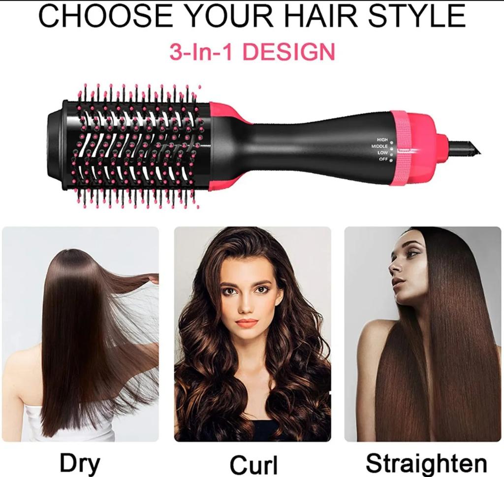 One Step Hair Dryer & Styler | 3-in-1 Hot Air Brush for Drying, Straightening & Curling